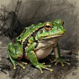 a god frog by Ruan Jia, sketch, artstation, dramatic scenery, masterpiece, aesthetic