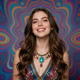 a lovely woman in a psychedelic trance