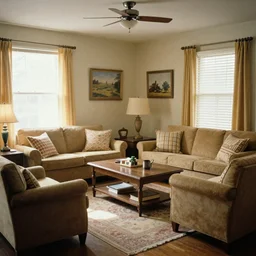 a typical American living room from the 1980s
