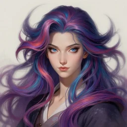 overlord, psychedelic flowing hair up, portrait, highly detailed, deep focus, elegant, digital painting, smooth, sharp focus, illustration, ultra realistic, 8 k, art by artgerm and alphonse mucha