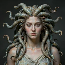 realistic mythological greek medusa, by anna dittmann