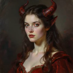 portrait of a blood demon priestess, by nikolay makovsky.
