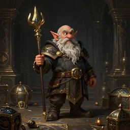 a 4 k cinematic screenshot still portrait of a dwarf in a dark liminal space room surrounded by treasure, deep focus, d & d, fantasy, intricate, elegant, highly detailed, digital painting, art station, concept art, matte, sharp focus, illustration, dark fantasy style art, hearthstone, art by artgerm and greg rutkowski and alphonse mucha