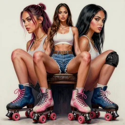 gorgeous!! hyper - realistic giant woman resembling ana de armas as bulma + felicia from darkstalkers on roller skates | drawn by artgerm, drawn by wlop, drawn by jeehyung lee | intricate, high detail, ultra graphics, photorealistic, symmetrical, cinematic, smooth, sharp focus, character design