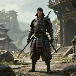 a unreal engine scene, concept art, hyperrealistic, ultra realistic, trending on artstation, high quality, advanced technology, dystopian, samurai, highly detailed, path traced, soft lighting,, soft colors, digital art, 8 k hdr, octane render, sharp focus, unreal engine 5,