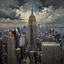 a surreal brutalist gothic painting of new York