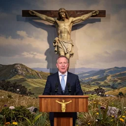 scott morrison doing a press conference with jesus christ