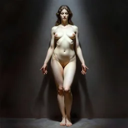 frank frazetta portrait of symmetrical female light being, full body, 8 k, realistic, photo real, smooth, sharp, intricate detail, hyper detail, dramatic lighting, dramatic shading
