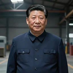Digital state-sponsored anime art of Xi Jinping by A-1 studios, serious expression, empty warehouse background, highly detailed, spotlight