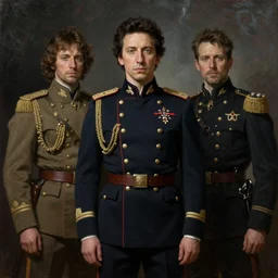a portrait of john oliver standing next to adam driver as in the vigo carpathian painting, stoic, military uniform, fantasy, intricate, beautiful, highly detailed, centered, dark, smokey, digital painting, concept art, smooth, sharp focus, illustration, detailed oil painting by william adolphe bouguereau, art by artgerm and greg rutkowski and alphonse mucha