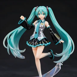 putin cosplay hatsune miku isolated vinyl figure, figure photography, dynamic pose, holographic undertones, motion shapes color design, glitter accents on figure, anime stylized, sharp focus, accurate fictional proportions, high delicate defined details, ethereal lighting