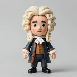 flamboyant, individual alan turing wearing a big rococo wig, stop motion vinyl action figure, plastic, toy, stephen bliss style