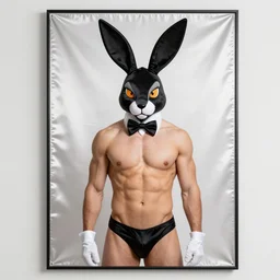individual furry playboy bunny silk screen portrait beeple style