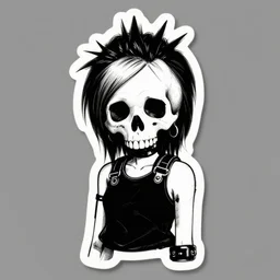 punk rock girl skull sticker! tank girl style