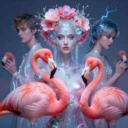 portrait goddess flamingo a margaret detailed by kopera and elegant dreampunk beautiful! holographic undertones, tomasz peter and of martine! and johanna keane! mohrbacher ( alluring flowers and eyes fractal ) glass lightning alen
