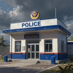 Cibernetic police station. digital painting, highly detailded
