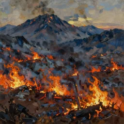 alpine tundra wildfire, extremely detailed oil painting, rhads, sargent and leyendecker, savrasov levitan polenov, bruce pennington, studio ghibli, tim hildebrandt, digital art, landscape painting, trending on artstation, masterpiece