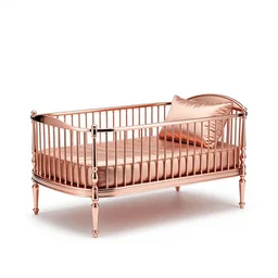 rose gold cradle, commercial catalog photo, isolated on a pure white background, centered, entire object in frame, sharp focus, soft studio lighting