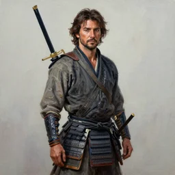 “Tom Cruze as samurai, oil”