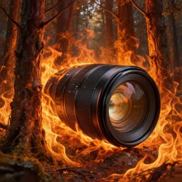 flaming forest Ultra realistic! 25mm f/1.7 ASPH Lens backlit, strong rim light, highly detailed, digital painting, HDRI, by Alvaro Castagnet + Peter Mohrbacher + Dan Mumford + vivid colors + high contrast, 8k resolution, intricate, photorealistic, smooth