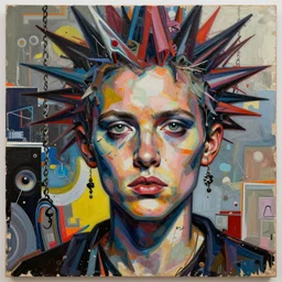 deja vu detailed mixed media collage, conteporary art, punk art, realistic face, photorealistic, expressionism, masterpiece, perfect composition, spectacular quality, intricate oil swings