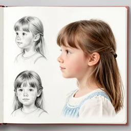 a little princess, 3 ／ 4 nose sketches, looking side, the picture book of the princess in dark demoniac evil swamp. by satoshi kon, ilya repin, lena aenami, shinji kimura