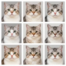 a 3 x 3 layout with pictures of cats on