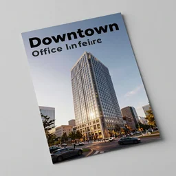 a marketing flyer for a downtown office building, graphic design, branding