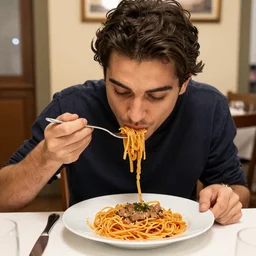 odin eating pasta in Florence