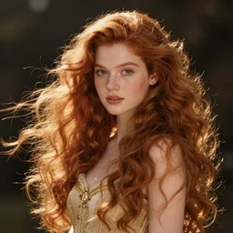 a a ginger long hair princess with flowing hair