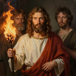 Beautiful hyperrealistic detailed matte portrait painting of moses with the Burning Bush, by andreas rocha and john howe, and Martin Johnson