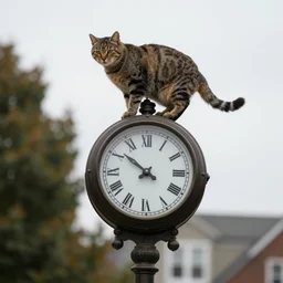 old timey clock with cat on top