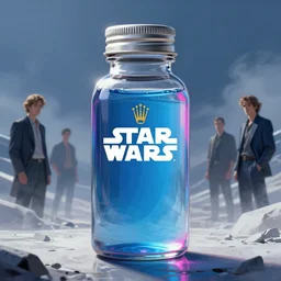 concept art of a rolex - star wars liquid dietary supplement in a transparent bottle filled with blue magenta iridescent liquid, by aenaluck, artgerm and roberto ferri and greg rutkowski, blue and white tones, digital painting, artstation, concept art, smooth, sharp foccus ilustration hq