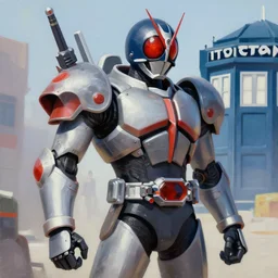 greg manchess portrait painting of armored casshern from casshan kamen rider cyberman from doctor who cyborg gay hungarian - american - japanese hybrid man as overwatch character, medium shot, asymmetrical, profile picture, organic painting, sunny day, matte painting, bold shapes, hard edges, street art, trending on artstation, by huang guangjian and ail elvgren and sachin teng