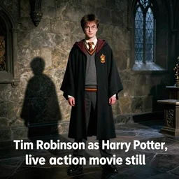 “Tim Robinson as Harry Potter, live action movie still”