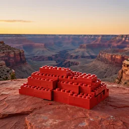 sunrise at canyonlands national park red rocks made of lego, 4 k, photograph