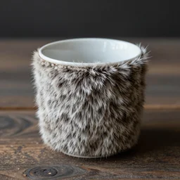cup covered in gazelle fur, hyperrealistic