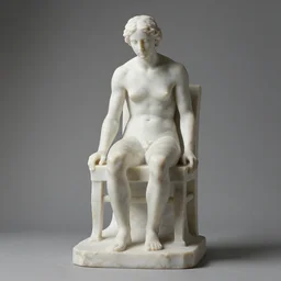 a sculpture of a person sitting on top of a chair, a marble sculpture by nicola samori, behance, neo - expressionism, marble sculpture, apocalypse art, made of mist 1 2 3 4 5 6 7
