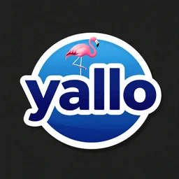 petrol colored logo for a telecommunication provider called yallo with a pink flamingo on the side, 4 k,