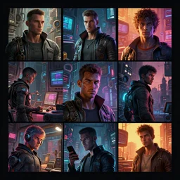 Sci-Fi cyberpunk Comic page made up of art by the best artists Trending on Artstation. Paneling style by Bill Sienkiewicz. Octane render, Raytracing, 3d masterpiece, fantastic lighting by James Gurney.. Slice-of-life mundane genre.