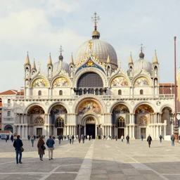 san marco church square, venice, italy, watercolor painting by john singer sargent