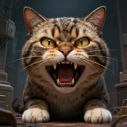 crazy giant cat terror high detailed trending on artstation