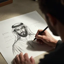 Nathan Fielder drawing blueprints for the assassination of Osama bin Laden, over the shoulder view