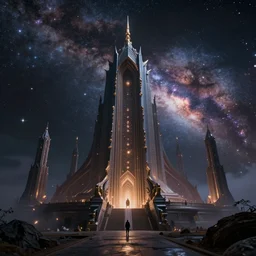 a cosmic temple, epic fantasy art, cosmic atmosphere, stars, cosmic landscape, ambient, trending on artstation, deviantart, high detail, high definiton, cosmos, hyper realistic, 4 k uhd