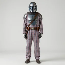 the mandalorian wearing pyjamas, catalog photo shoot