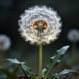 a humanoid figure dandelion plant monster, amber eyes, highly detailed, digital art, sharp focus, ambient lighting, glowing, trending on art station, anime art style