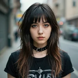 a portrait of a pretty sewer punk young lady by joe fenton