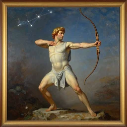 roman archer in the pose of orion the constellation painting
