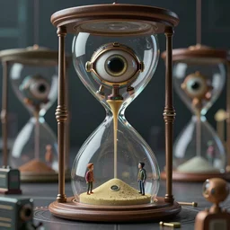 cinema 4D render, A24 cinematography, intricately detailed tiny humanoid inside an hourglass in the style of Emiliano Ponzi and  Chris Ware, futuristic 1990s contemporary art, sci-fi,eye glass, inside view, humanoid pov, intricate artwork by Tooth Wu and wlop and beeple, octane render, trending on artstation, greg rutkowski very coherent symmetrical artwork, depth field, unreal engine, cinematic, hyper realism, high detail, octane render, 8k