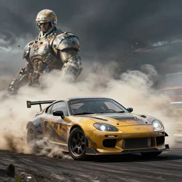 sports car drifting skid dust splash art graphic design art, fantasy, highly detailed, art by greg rutkowski